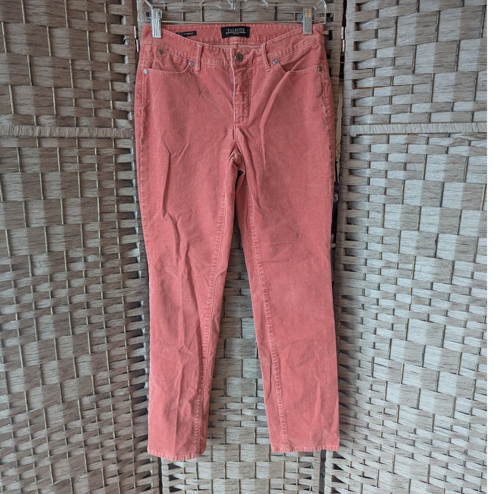 Talbots Corduroy Pants Salmon Pink Flawless Five-Pocket‎ Straight Leg Sz 0P EUC